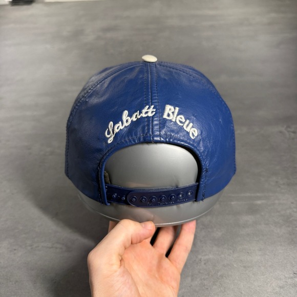 Vintage Labatt Bleue Beer Blue Faux Leather Snapback Hat 90s Promo Cap Canada